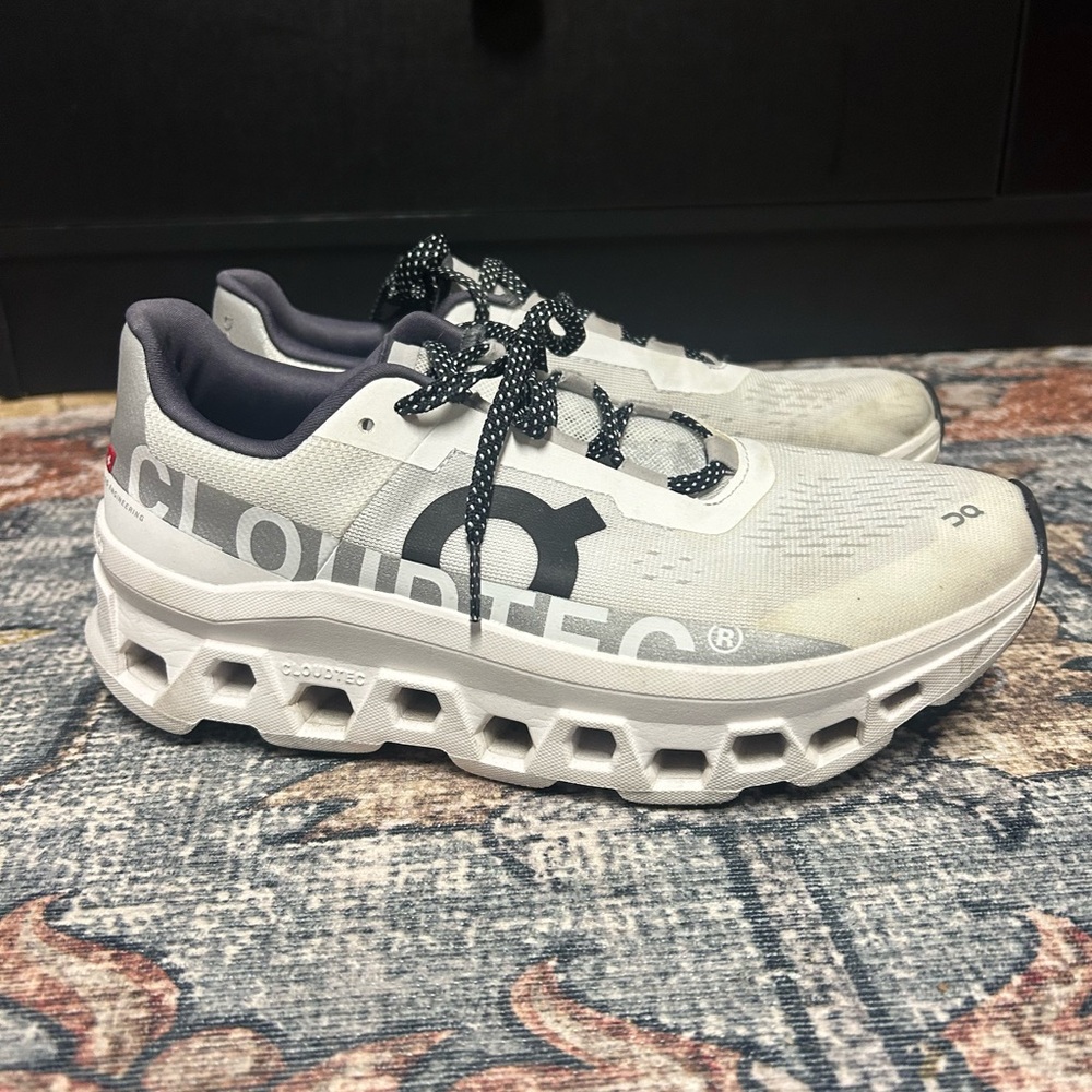 On Cloudmonster - White and Black Athletic Sneakers